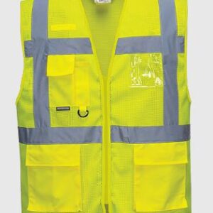 Chaleco Alta Visibilidad Amarillo C376 Fresco 100% Rejilla. Con 7 Bolsillos Y Cremallera Tallas