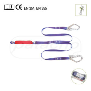 Cinta Amarre Doble ” y ” Medida Esp 1,8mts.+2 Mosquetones Rápidos + Absorbedor 56mm ci-518/y/Kit2