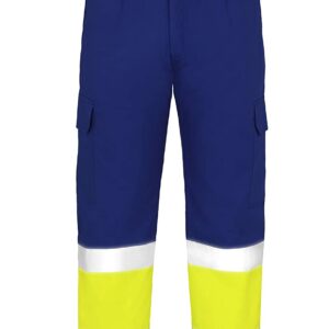 Pantalón Alta Visibilidad Amarillo Fluor/Marino Acolchado Multibolsillo 3029