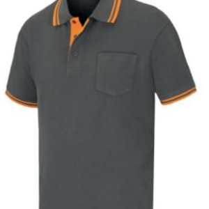 Polo Stretch Sel-904 Gris/Naranja Transpirable 1 Bolsillo