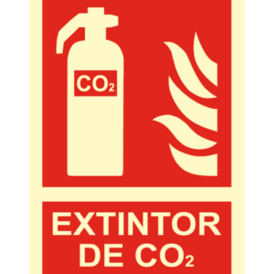 Señal Pvc Fotoluminiscente 210×290 Din A4 Extintor Co2 C/Texto EX-057