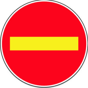 Señal Redonda Tr101 50cm Entrada Prohibida Económica (Rectángulo Amarillo)