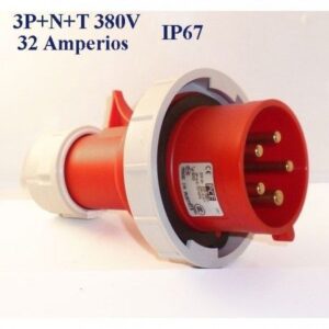 Clavija Cetac aérea 380v 3p+t+n 63a Rojo ip67