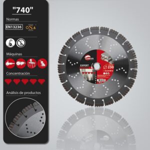Disco Diamante 230 Pastilla 13mm Fusión Expert Destructor,Granito,Klinker,Acero, Horm.Armado, 740230
