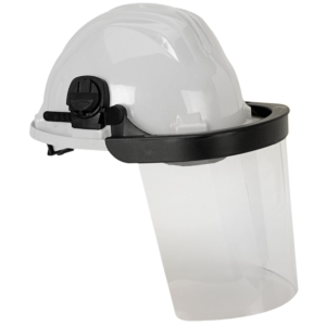 Casco Obra Blanco 5rg + Protector Facial Abatible Policarbonato Transparente