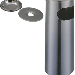 Papelera Cenicero Redonda Ext. Int. Inox 21x66cm 15l. La Bolata Ref.117581