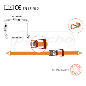 Ratchet Carraca 50mm 10 mts + Ganchos Cerrados 5000Kg Eng-200
