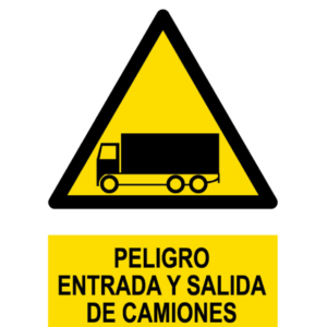 Señal Pvc 297×420 nº328 Din A3 Peligro Entrada Y Salida De Camiones