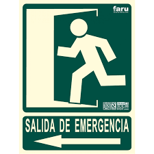 Señal Pvc Fotoluminiscente 210×297 Din A4 Salida Emergencia Con Flecha Izquierda EV-048