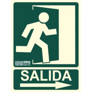Señal Pvc Fotoluminiscente 210×297 Din A4 Salida Emergencia Con Flecha Derecha EV-049