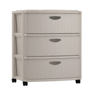 Tienda 13 CAJONERA 3 MIMBRE 56X39X64CM.RDAS. CREMA