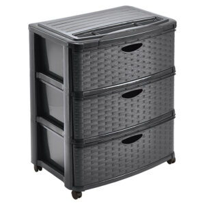 Tienda 2 CAJONERA 3 MIMBRE “WEAVE” C/RDAS. GRIS