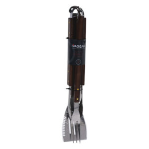ACCESORIOS BARBACOA 3 PZAS. MANGO MADERA